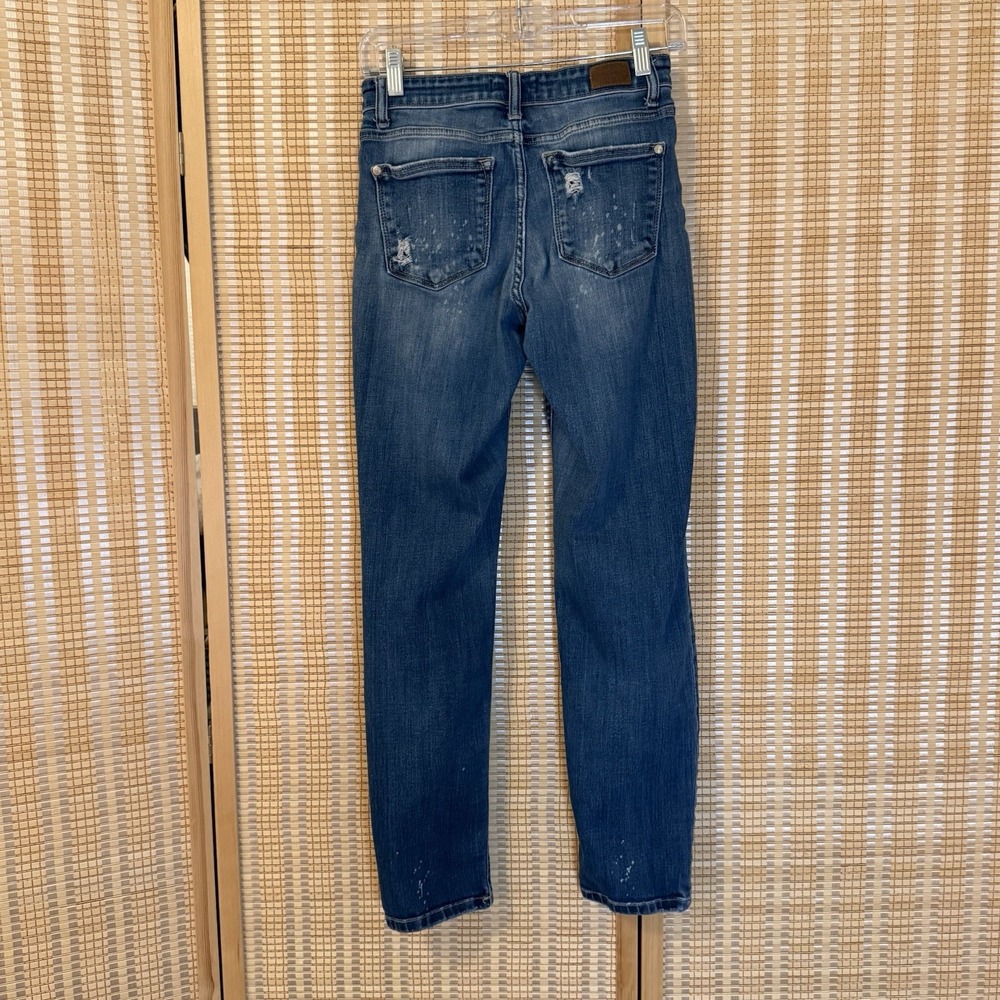 Judy Blue Womens 1/25 Jeans Blue Straight Stretch Distressed Streetwear Gothic - Picture 4 of 11